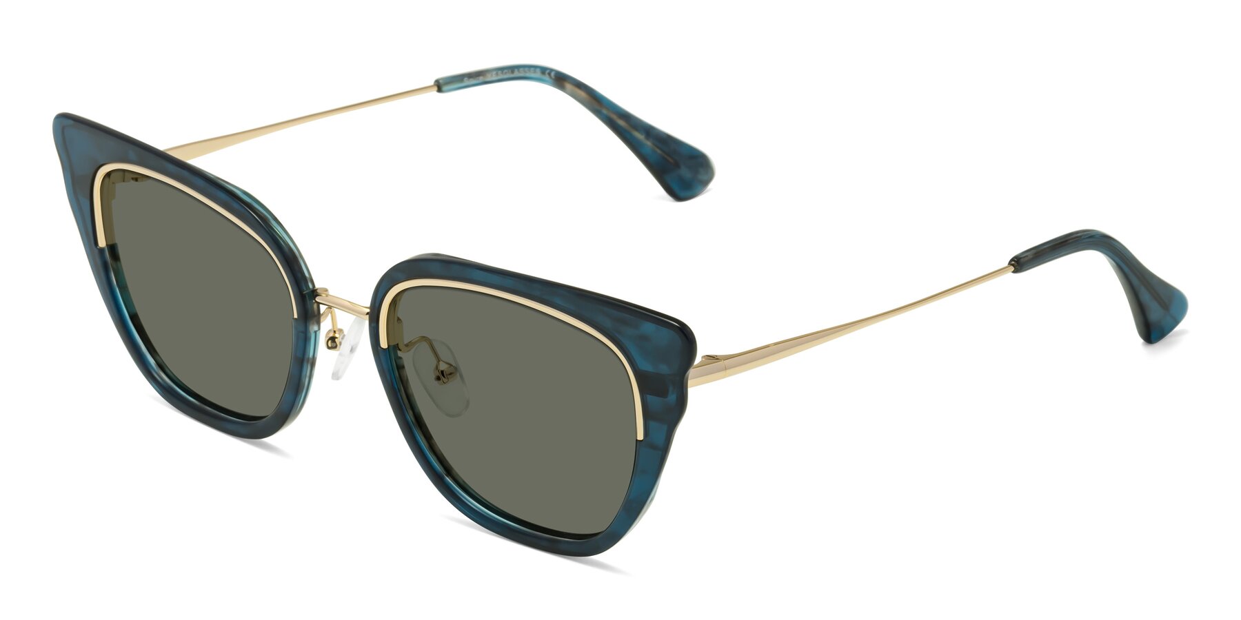 Angle of Spire in Teal-Gold with Gray Polarized Lenses