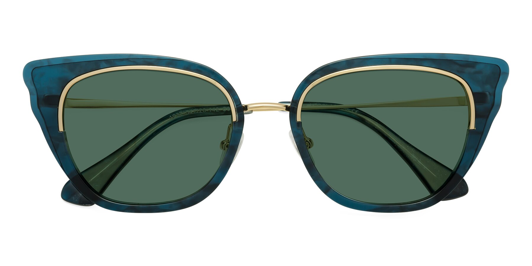 Folded Front of Spire in Teal-Gold with Green Polarized Lenses