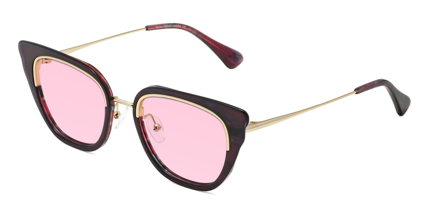 Angle of Spire in Dark Voilet-Gold with Light Pink Tinted Lenses