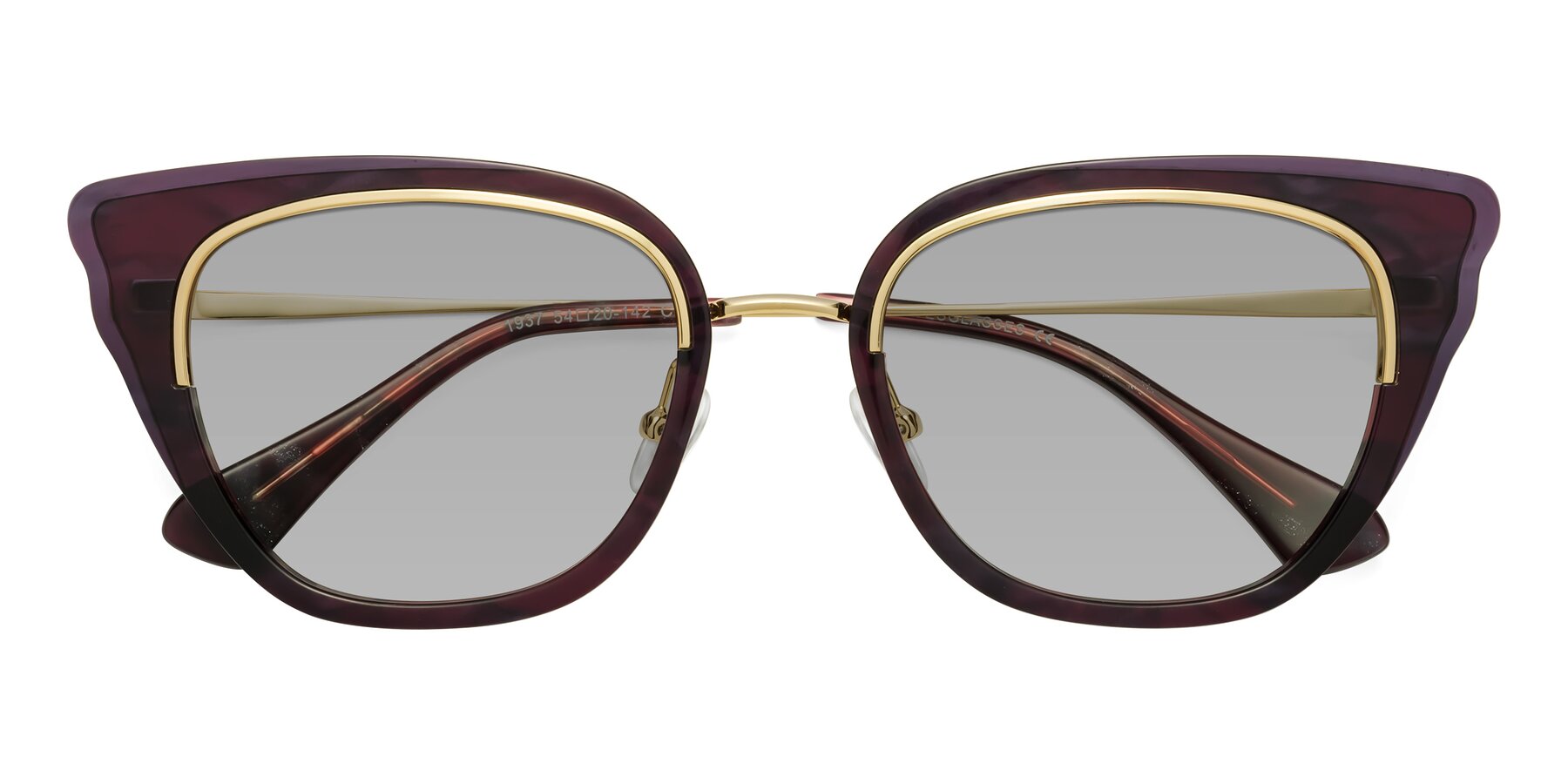 Folded Front of Spire in Dark Voilet-Gold with Light Gray Tinted Lenses