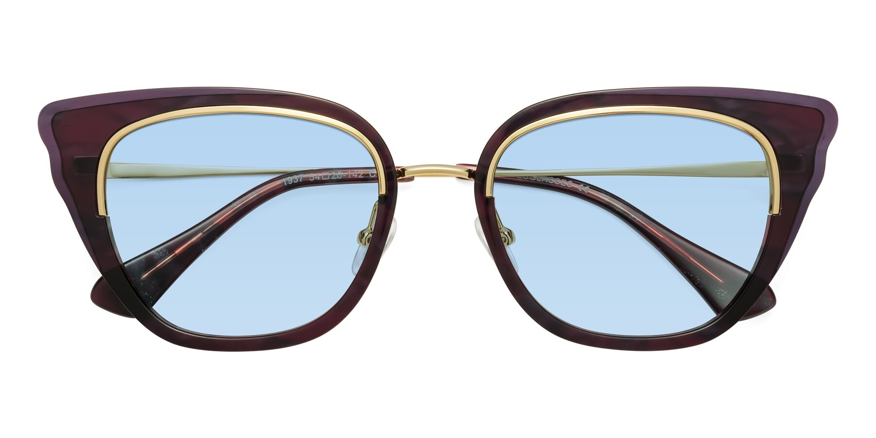 Folded Front of Spire in Dark Voilet-Gold with Light Blue Tinted Lenses