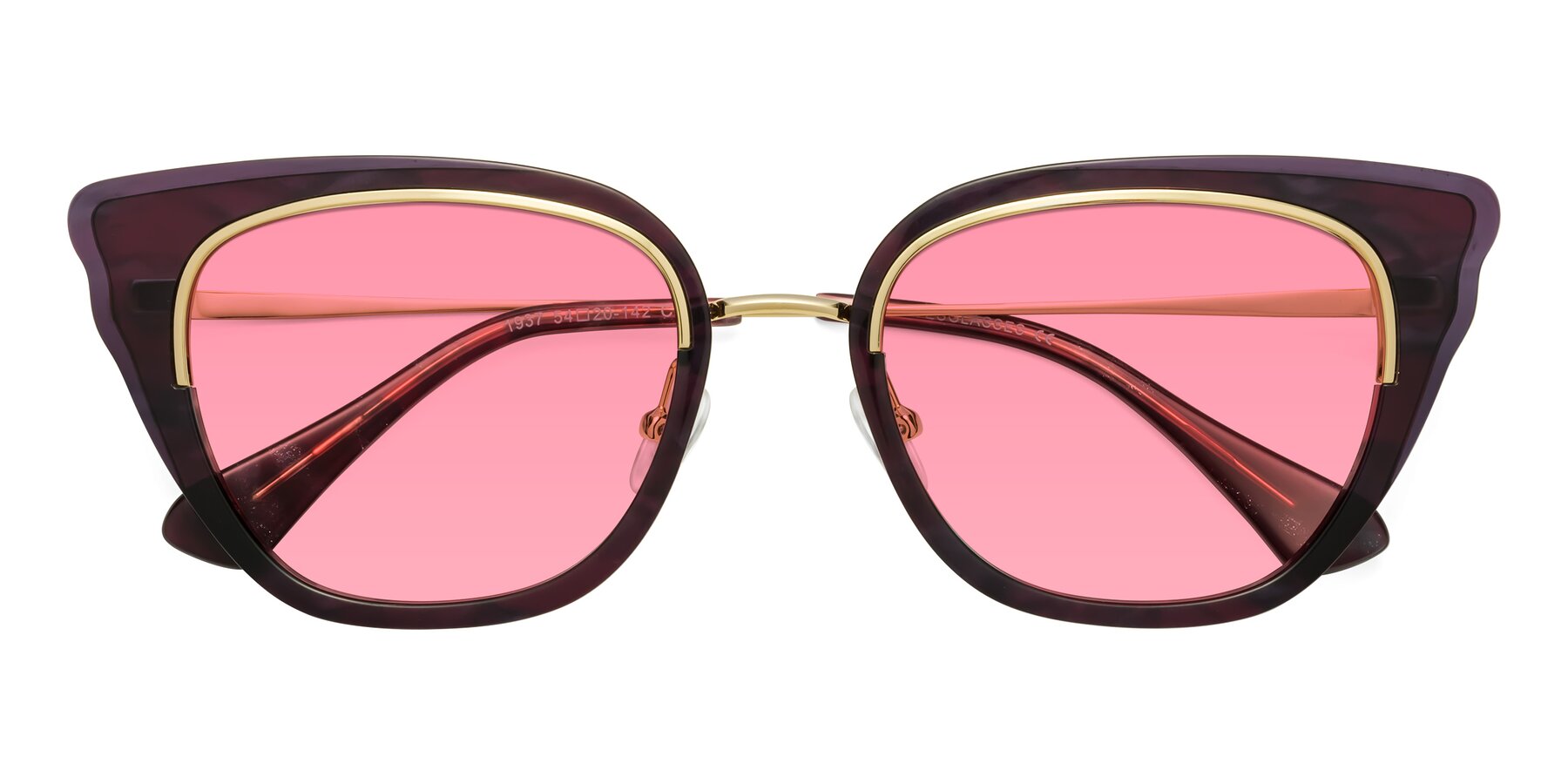 Folded Front of Spire in Dark Voilet-Gold with Pink Tinted Lenses