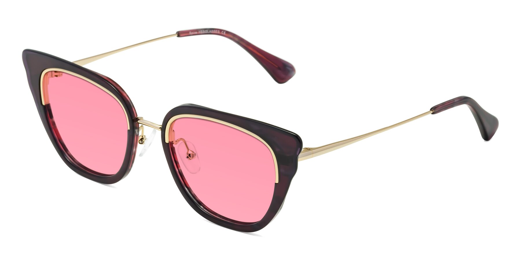 Angle of Spire in Dark Voilet-Gold with Pink Tinted Lenses