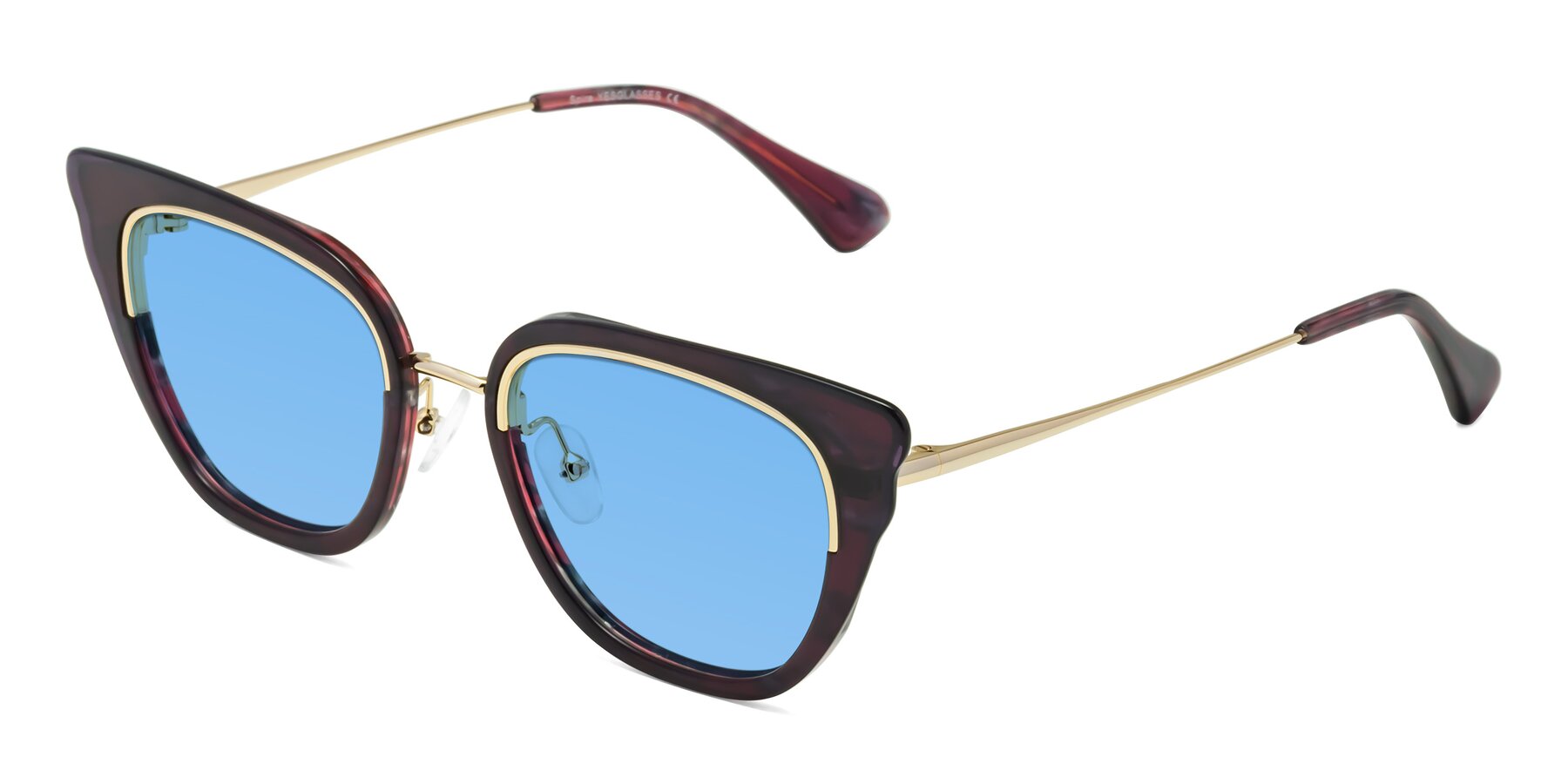 Angle of Spire in Dark Voilet-Gold with Medium Blue Tinted Lenses