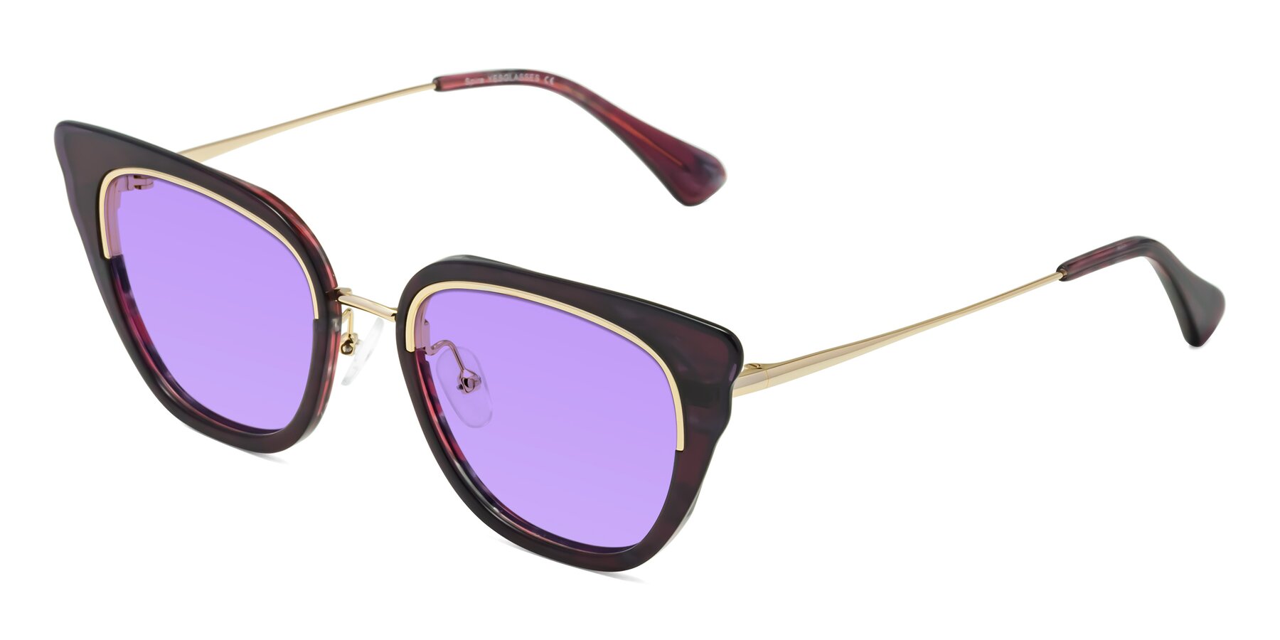 Angle of Spire in Dark Voilet-Gold with Medium Purple Tinted Lenses