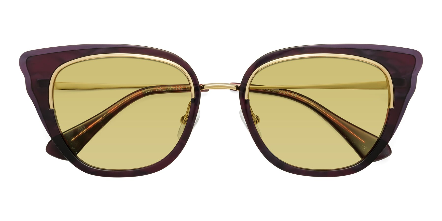 Folded Front of Spire in Dark Voilet-Gold with Medium Champagne Tinted Lenses