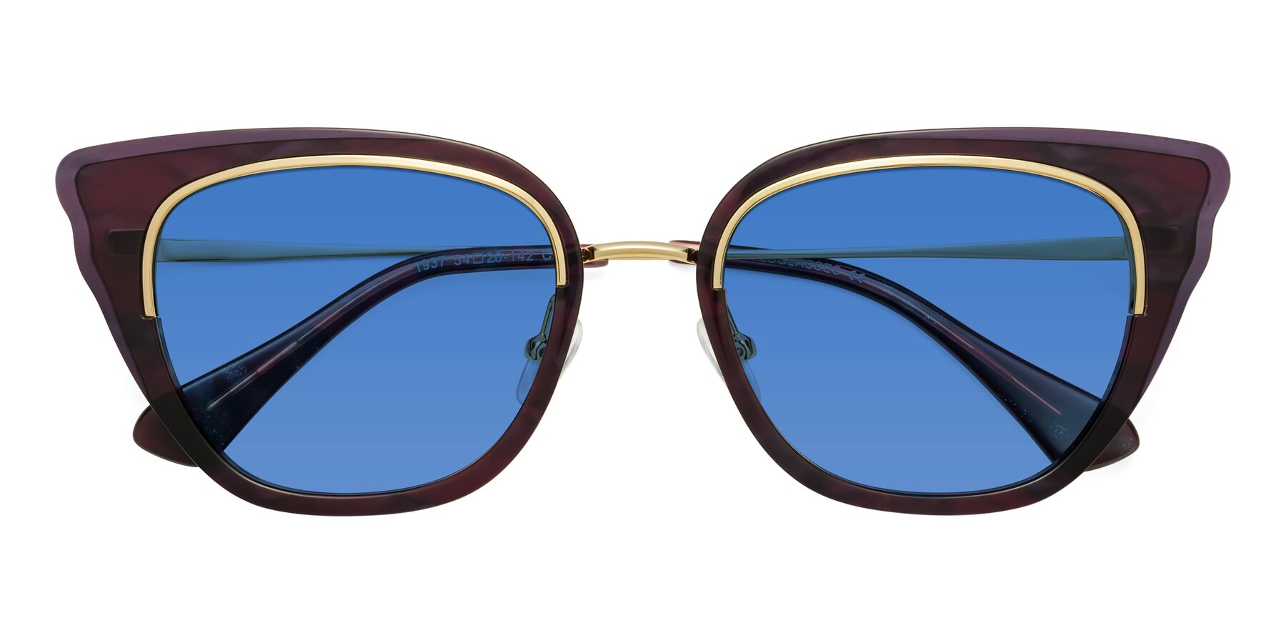 Folded Front of Spire in Dark Voilet-Gold with Blue Tinted Lenses