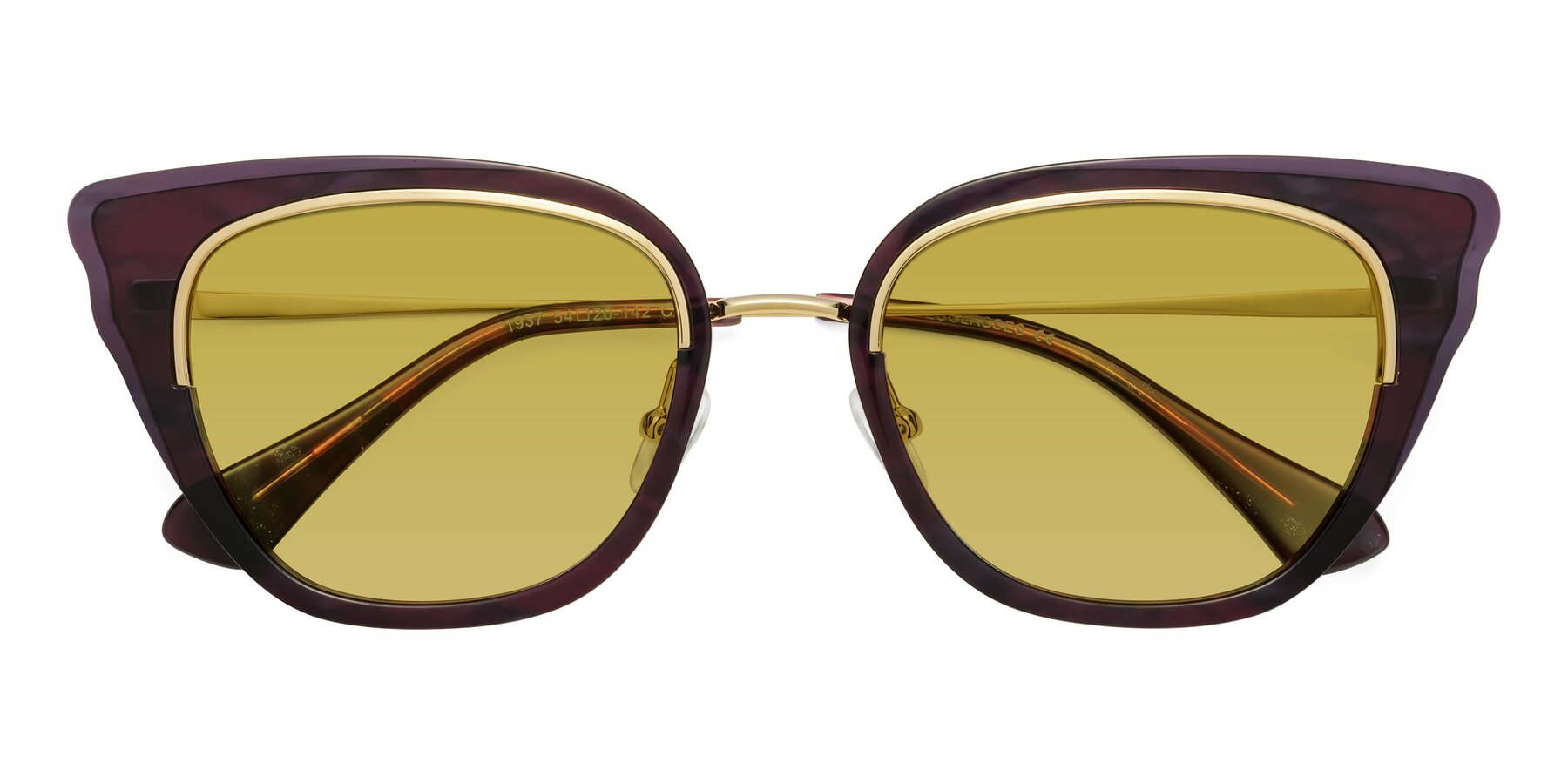 Folded Front of Spire in Dark Voilet-Gold with Champagne Tinted Lenses