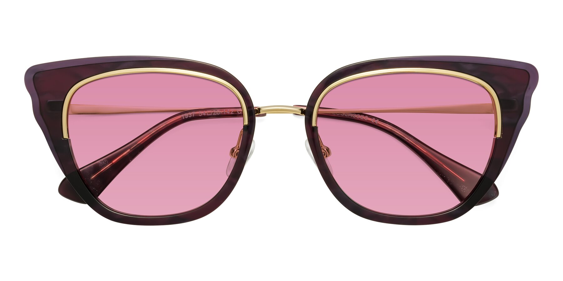 Folded Front of Spire in Dark Voilet-Gold with Medium Wine Tinted Lenses