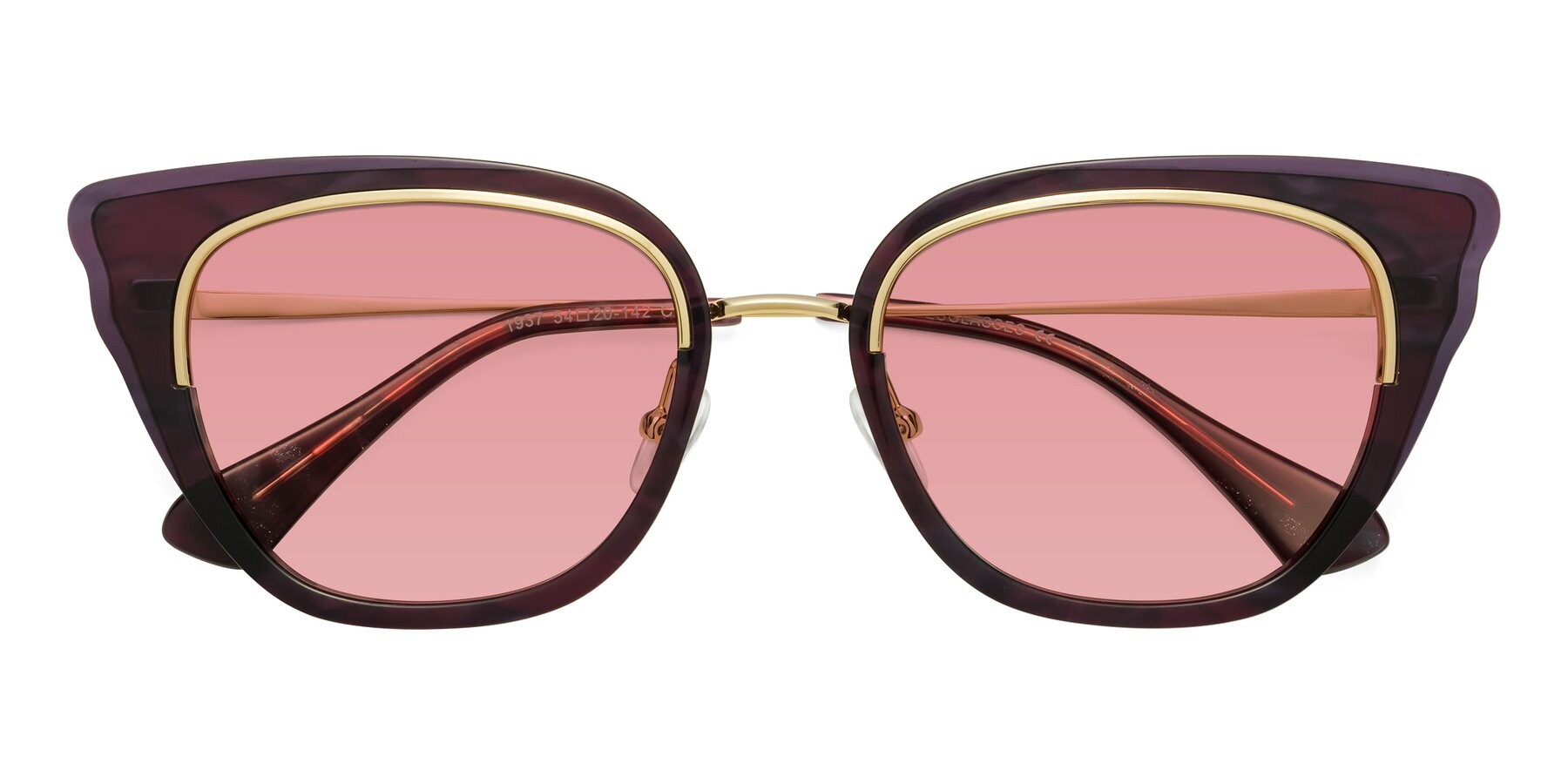 Folded Front of Spire in Dark Voilet-Gold with Medium Garnet Tinted Lenses