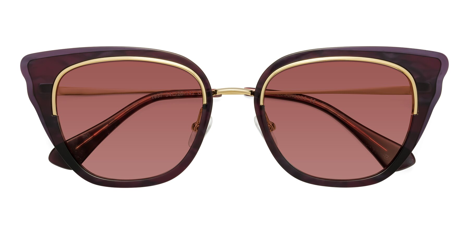 Folded Front of Spire in Dark Voilet-Gold with Garnet Tinted Lenses