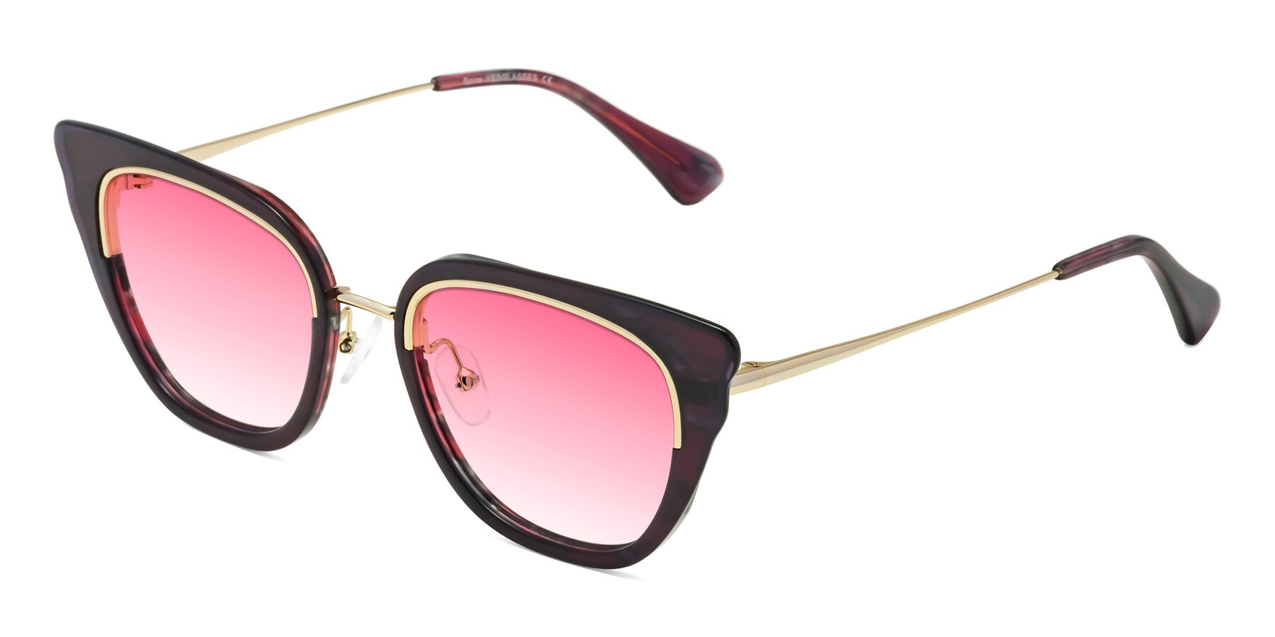 Angle of Spire in Dark Voilet-Gold with Pink Gradient Lenses