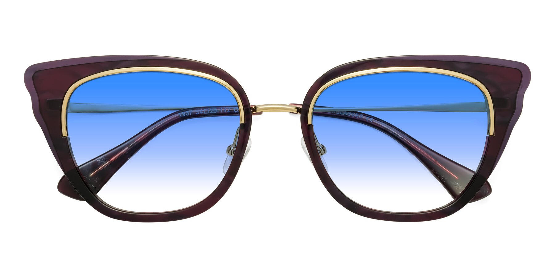 Folded Front of Spire in Dark Voilet-Gold with Blue Gradient Lenses