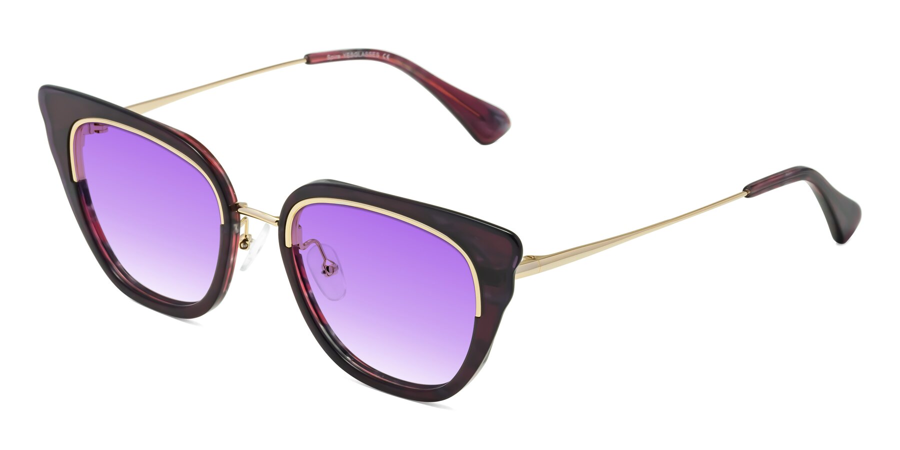 Angle of Spire in Dark Voilet-Gold with Purple Gradient Lenses