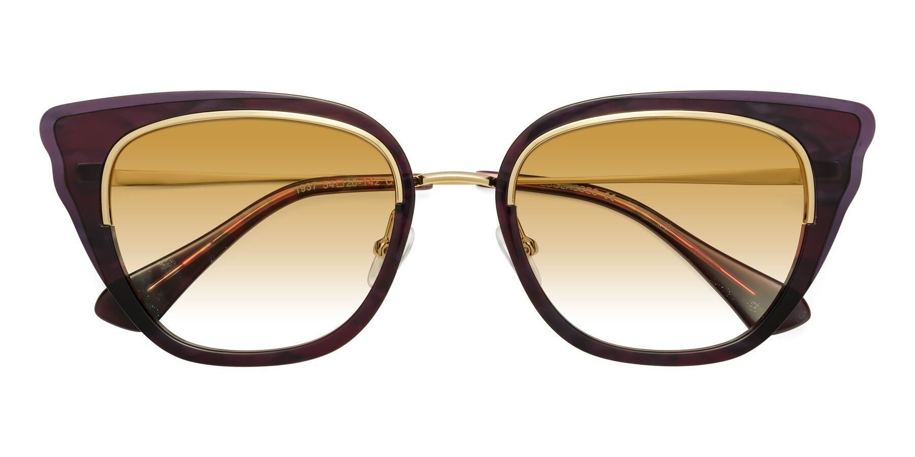 Folded Front of Spire in Dark Voilet-Gold with Champagne Gradient Lenses