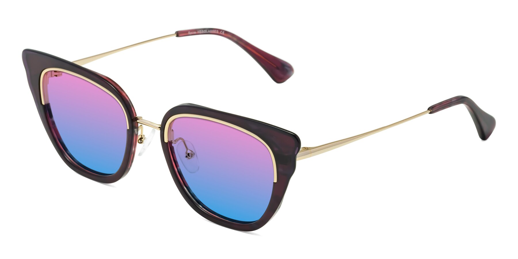 Angle of Spire in Dark Voilet-Gold with Pink / Blue Gradient Lenses