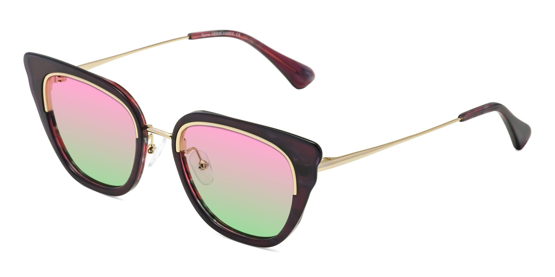 Angle of Spire in Dark Voilet-Gold with Pink / Green Gradient Lenses