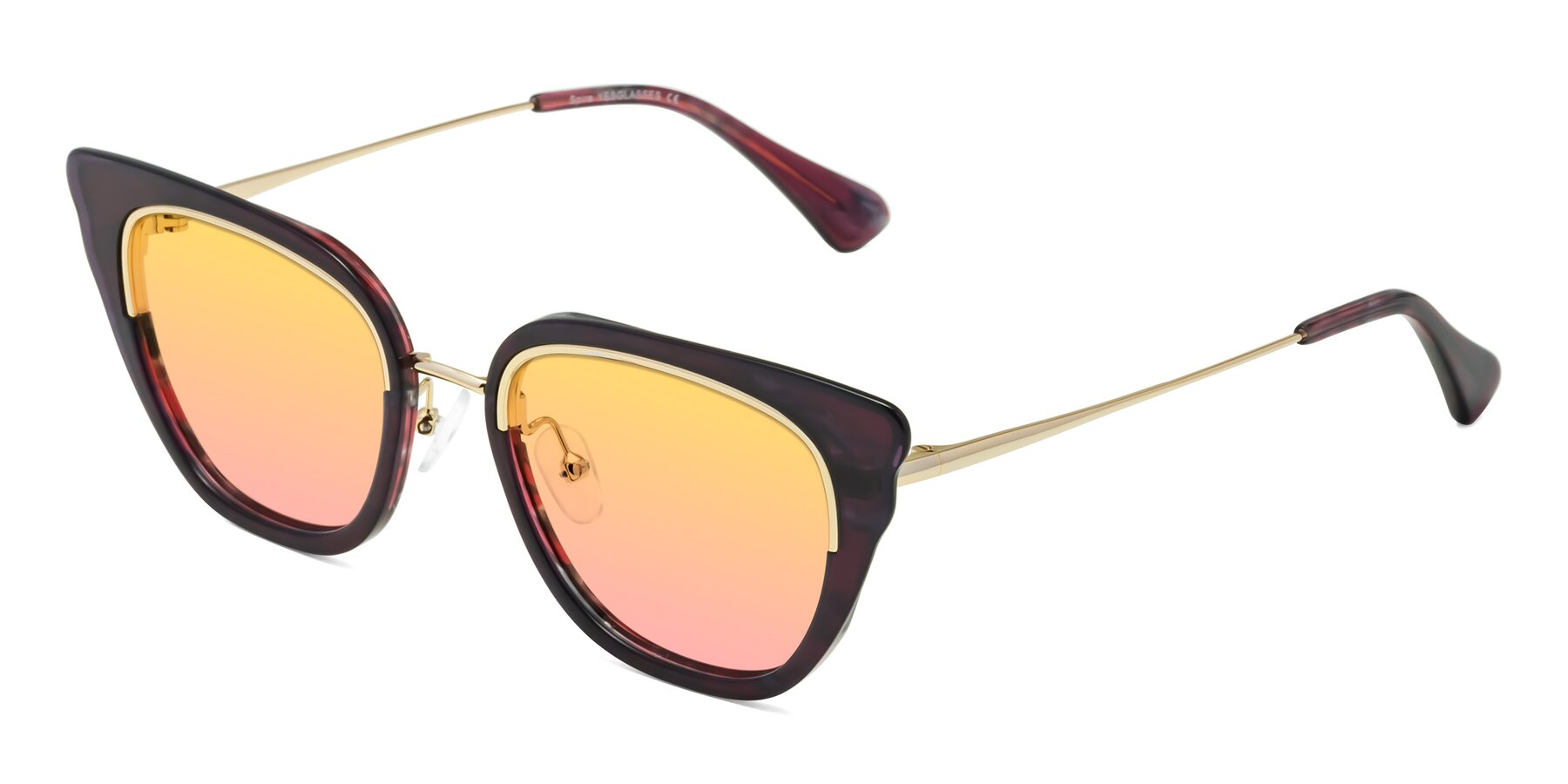 Angle of Spire in Dark Voilet-Gold with Yellow / Pink Gradient Lenses