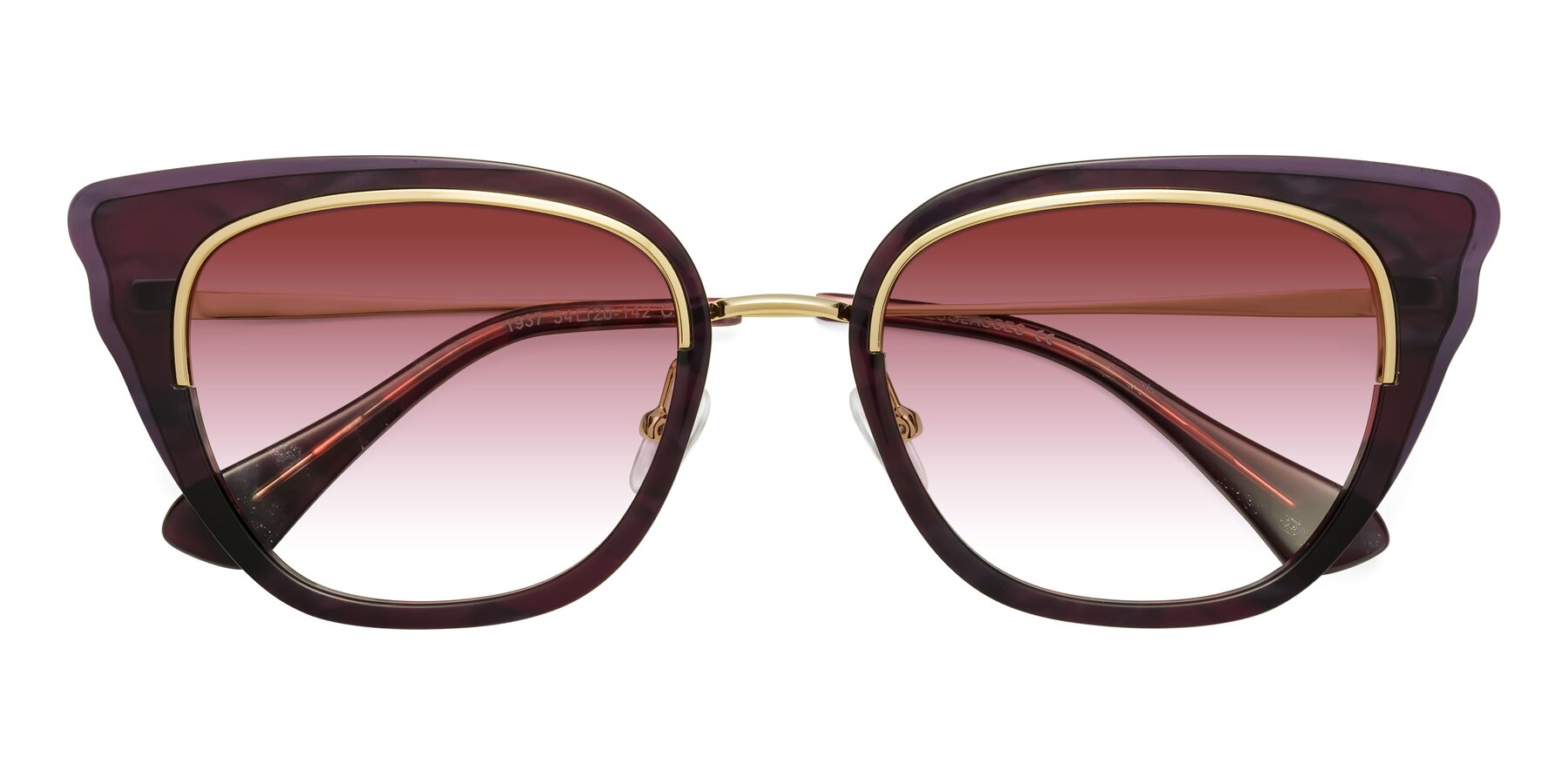 Folded Front of Spire in Dark Voilet-Gold with Garnet Gradient Lenses