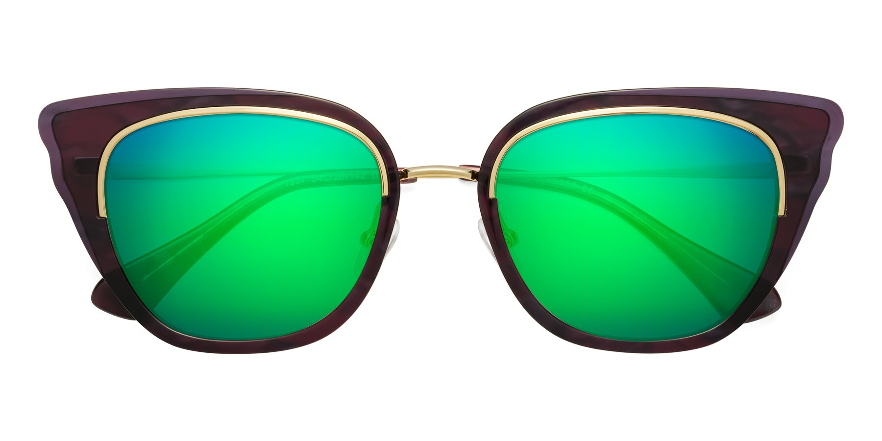 Folded Front of Spire in Dark Voilet-Gold with Green Mirrored Lenses