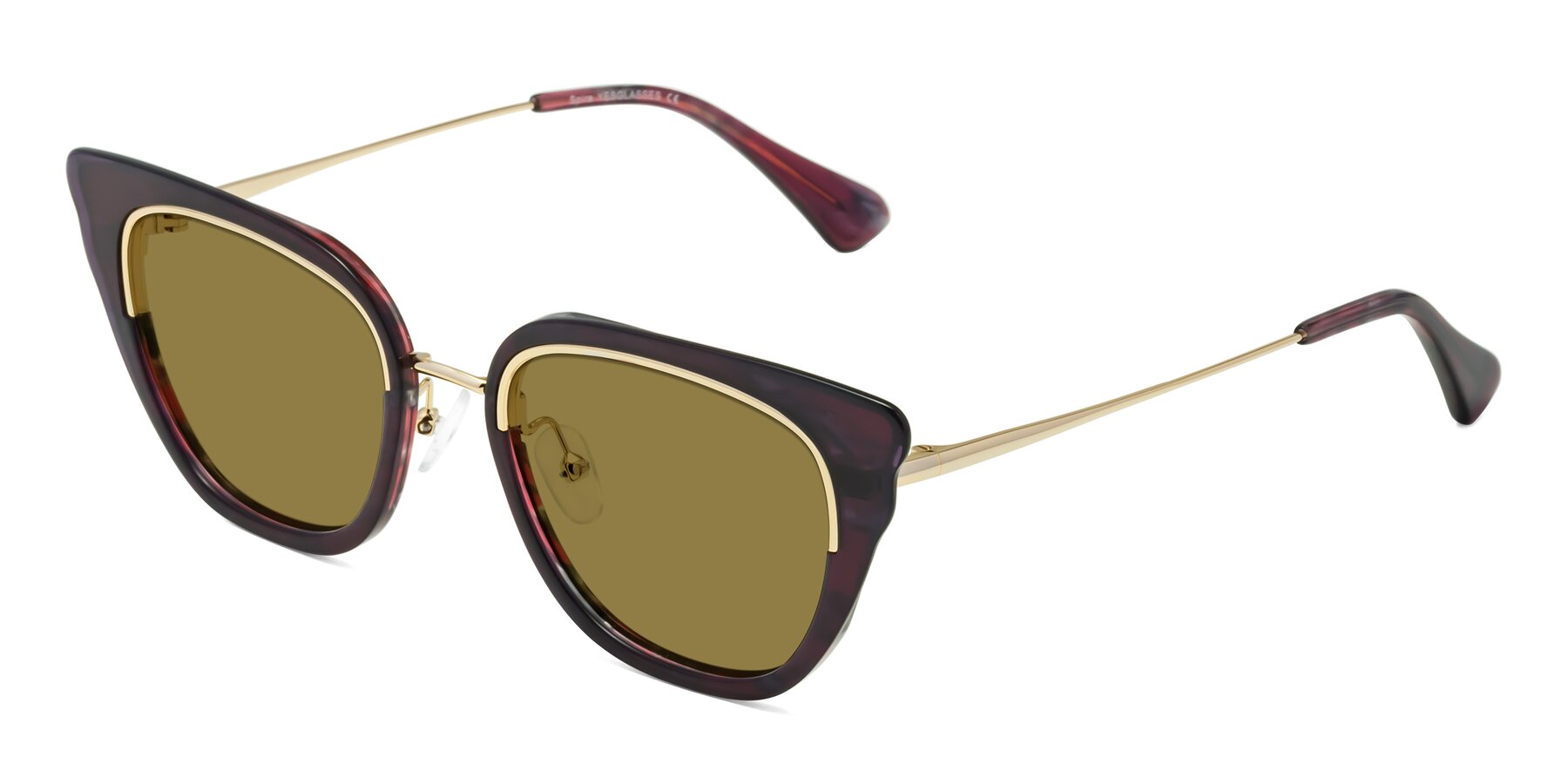 Angle of Spire in Dark Voilet-Gold with Brown Polarized Lenses
