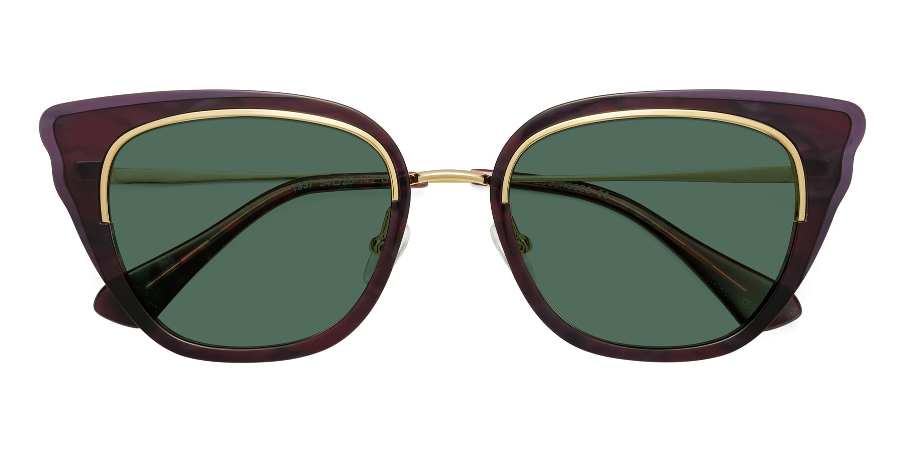 Folded Front of Spire in Dark Voilet-Gold with Green Polarized Lenses