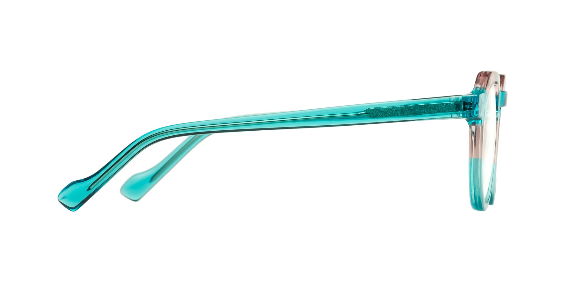 Side of Vesper in Green-Pink with Clear Reading Eyeglass Lenses