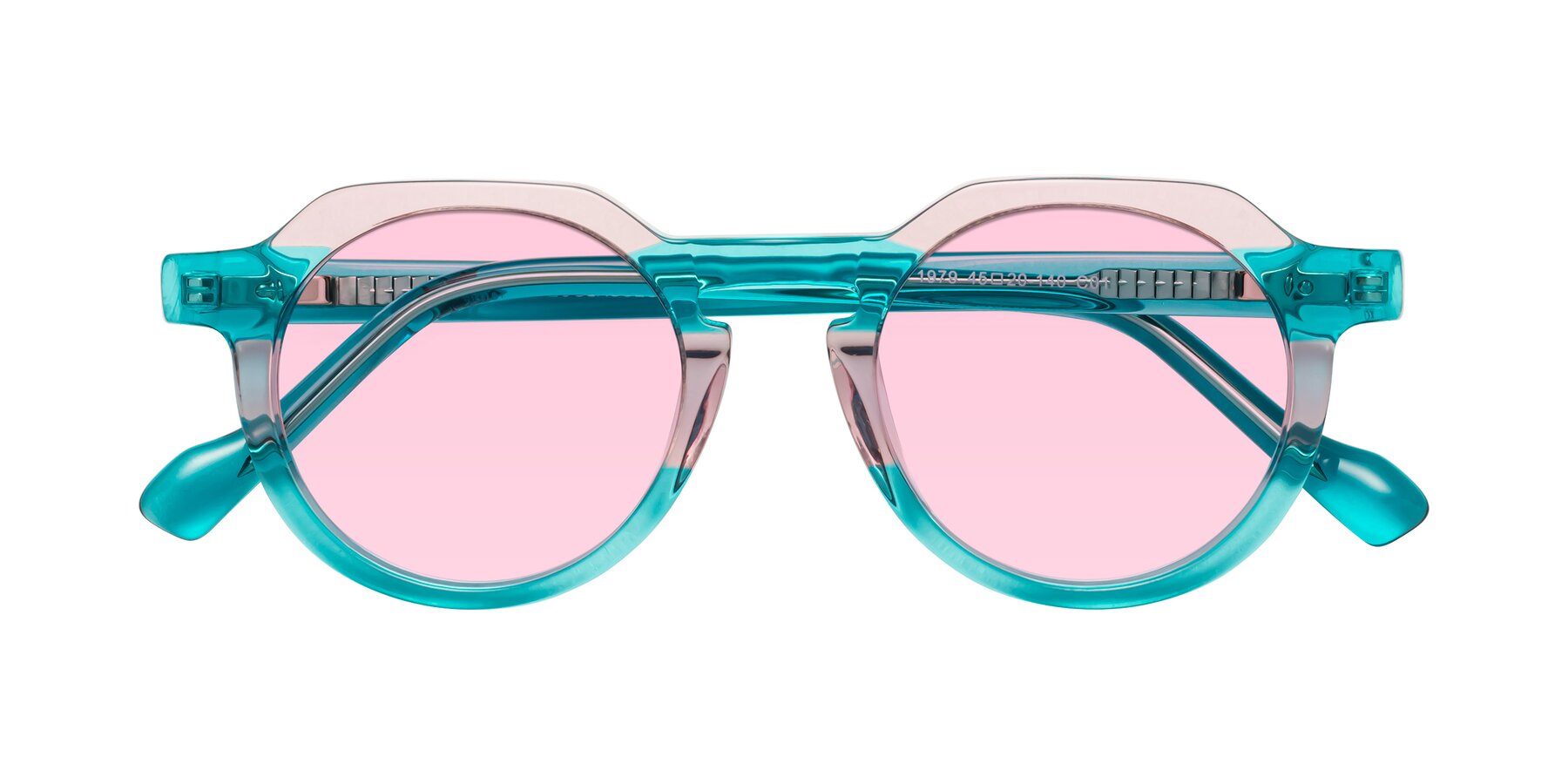 Folded Front of Vesper in Green-Pink with Light Pink Tinted Lenses