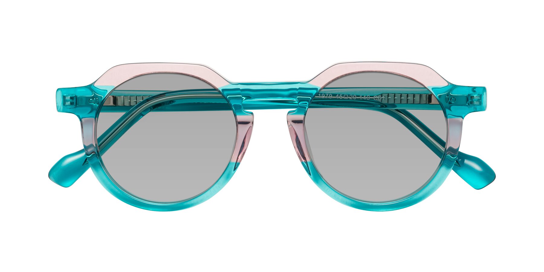 Folded Front of Vesper in Green-Pink with Light Gray Tinted Lenses