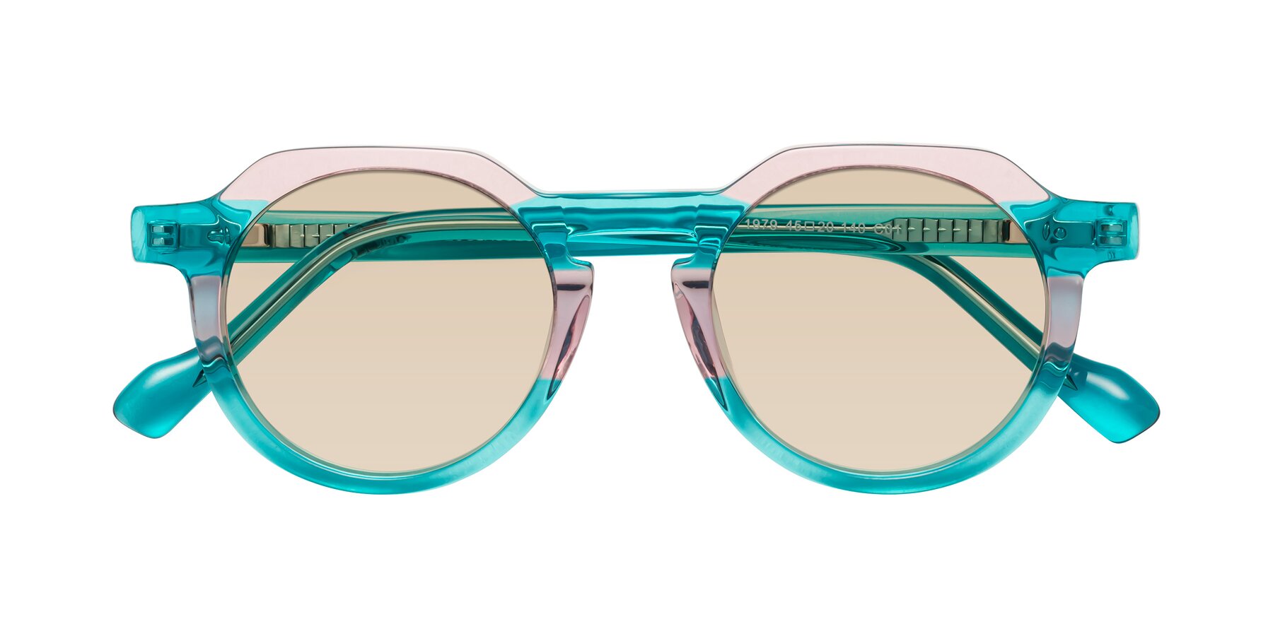 Folded Front of Vesper in Green-Pink with Light Brown Tinted Lenses