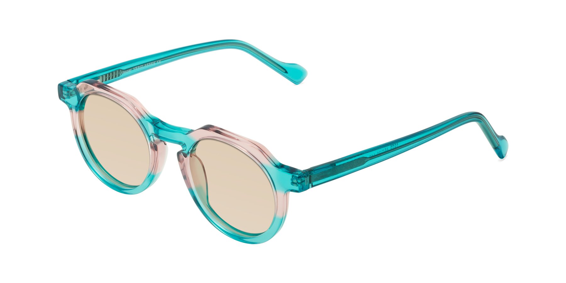 Angle of Vesper in Green-Pink with Light Brown Tinted Lenses