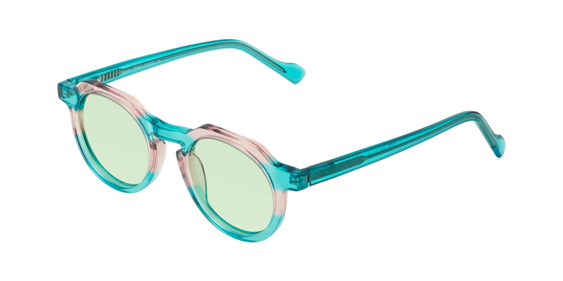 Angle of Vesper in Green-Pink with Light Green Tinted Lenses