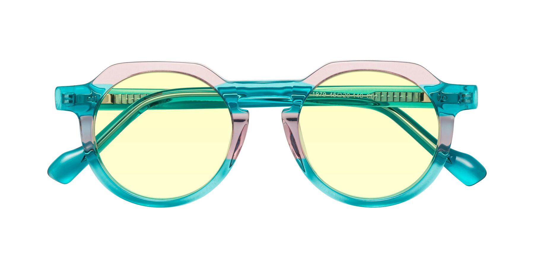 Folded Front of Vesper in Green-Pink with Light Yellow Tinted Lenses