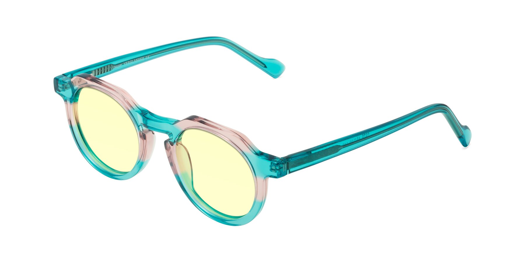 Angle of Vesper in Green-Pink with Light Yellow Tinted Lenses