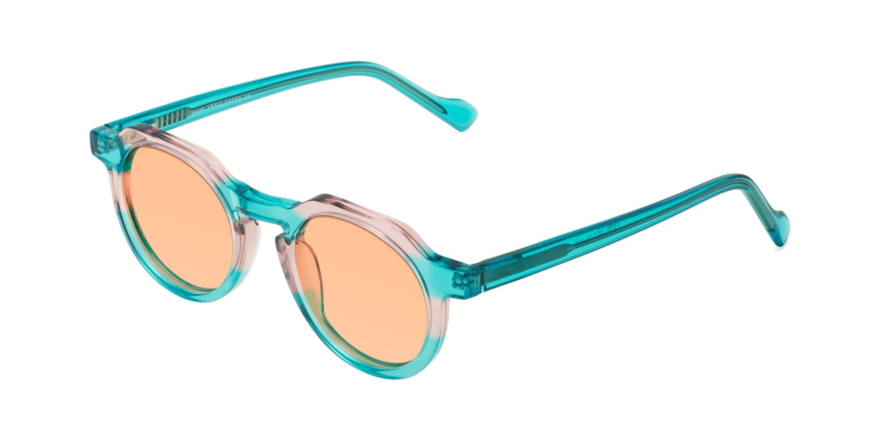 Angle of Vesper in Green-Pink with Light Orange Tinted Lenses