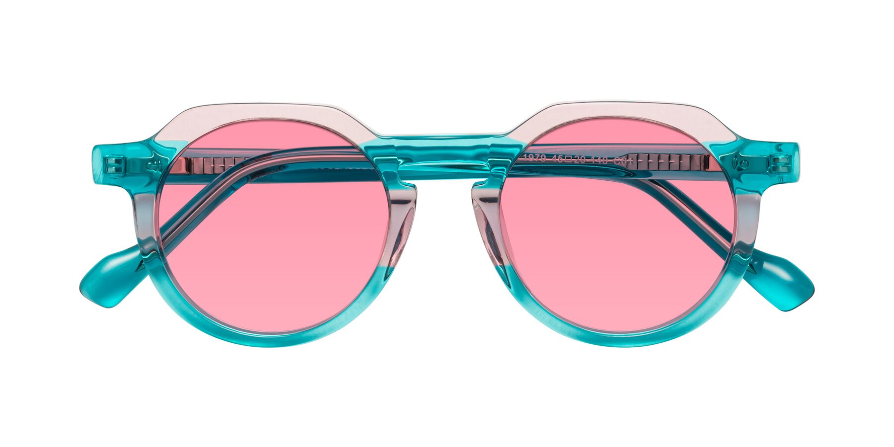 Folded Front of Vesper in Green-Pink with Pink Tinted Lenses