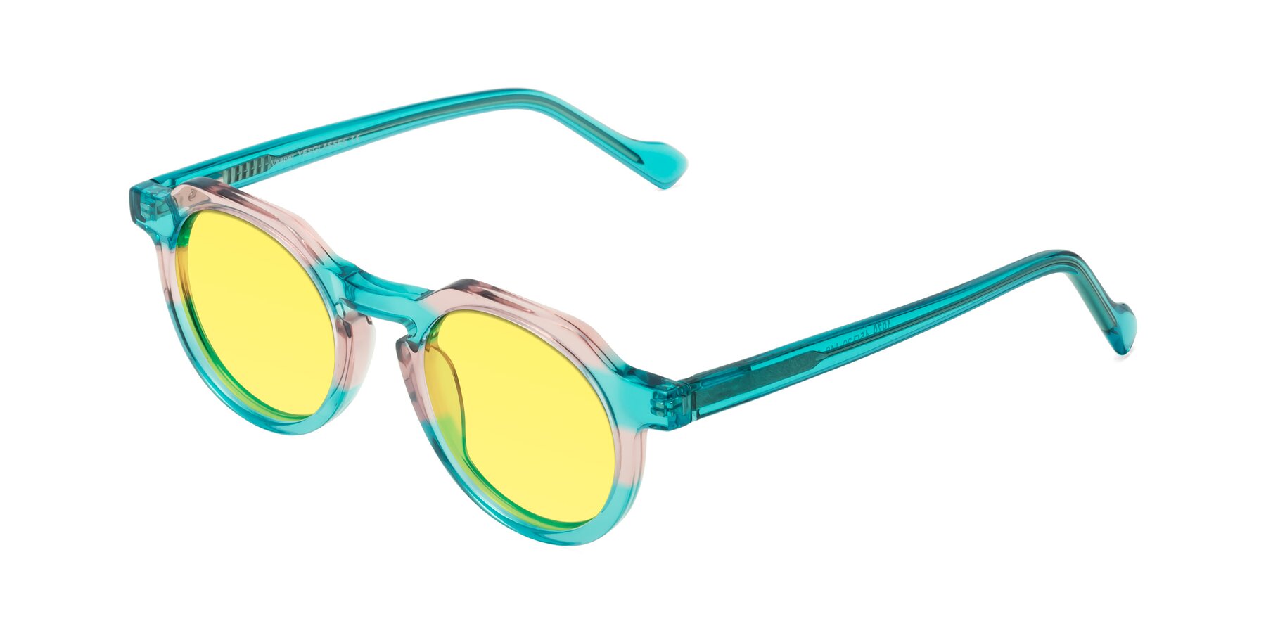 Angle of Vesper in Green-Pink with Medium Yellow Tinted Lenses