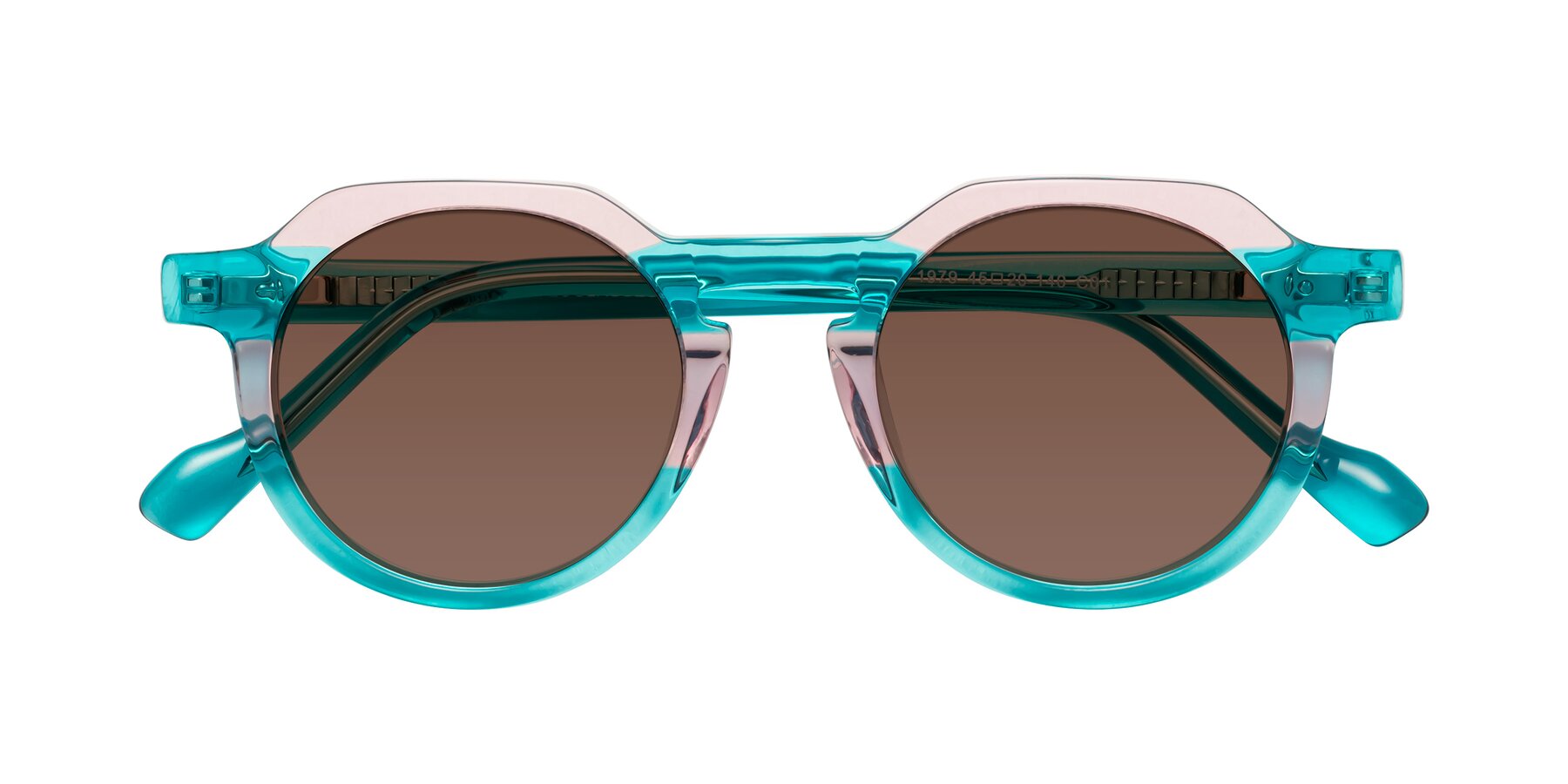 Folded Front of Vesper in Green-Pink with Brown Tinted Lenses
