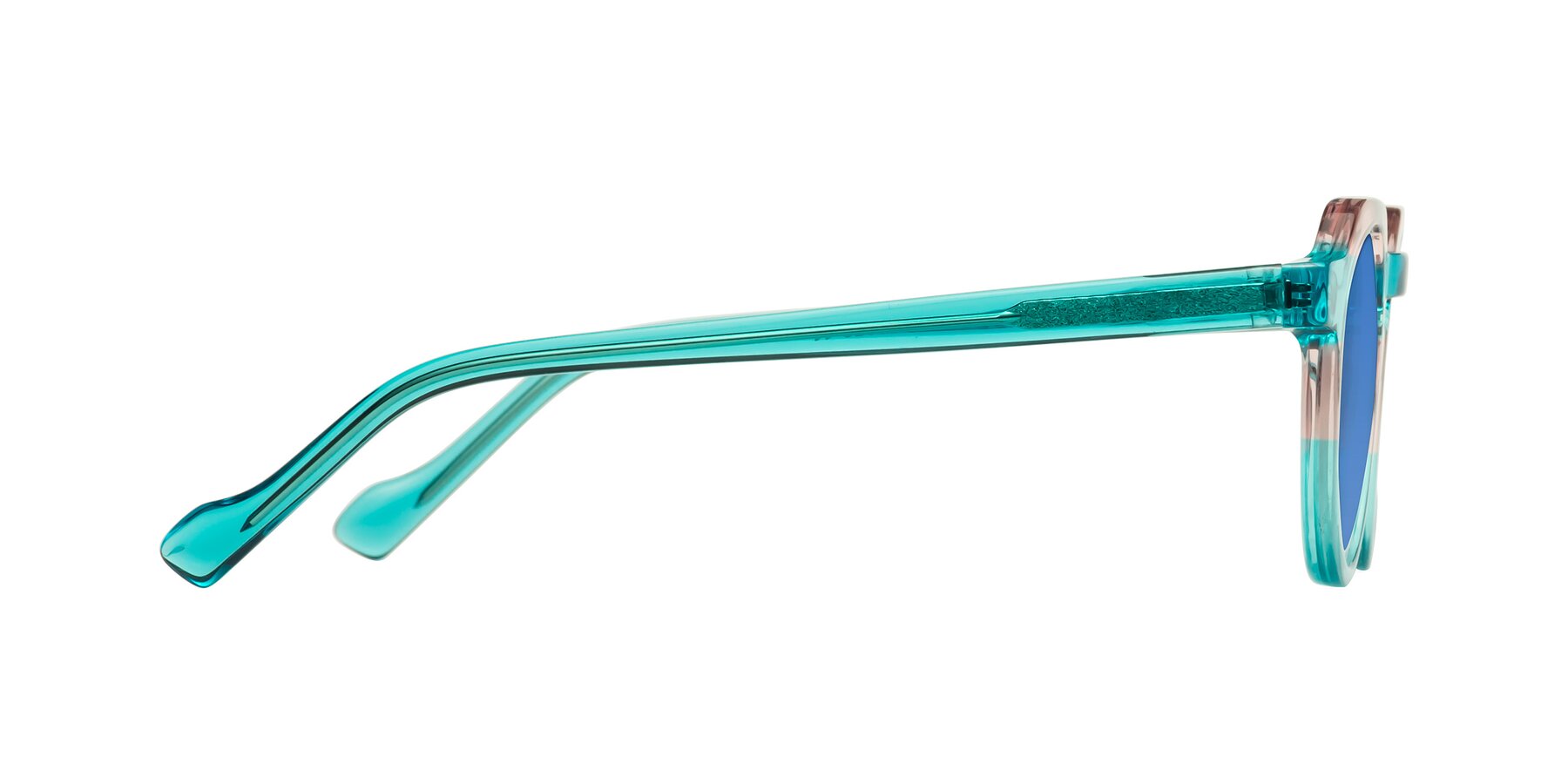 Side of Vesper in Green-Pink with Blue Tinted Lenses