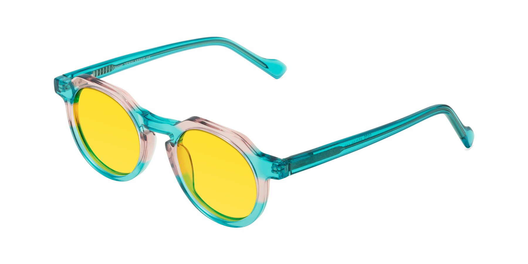 Angle of Vesper in Green-Pink with Yellow Tinted Lenses