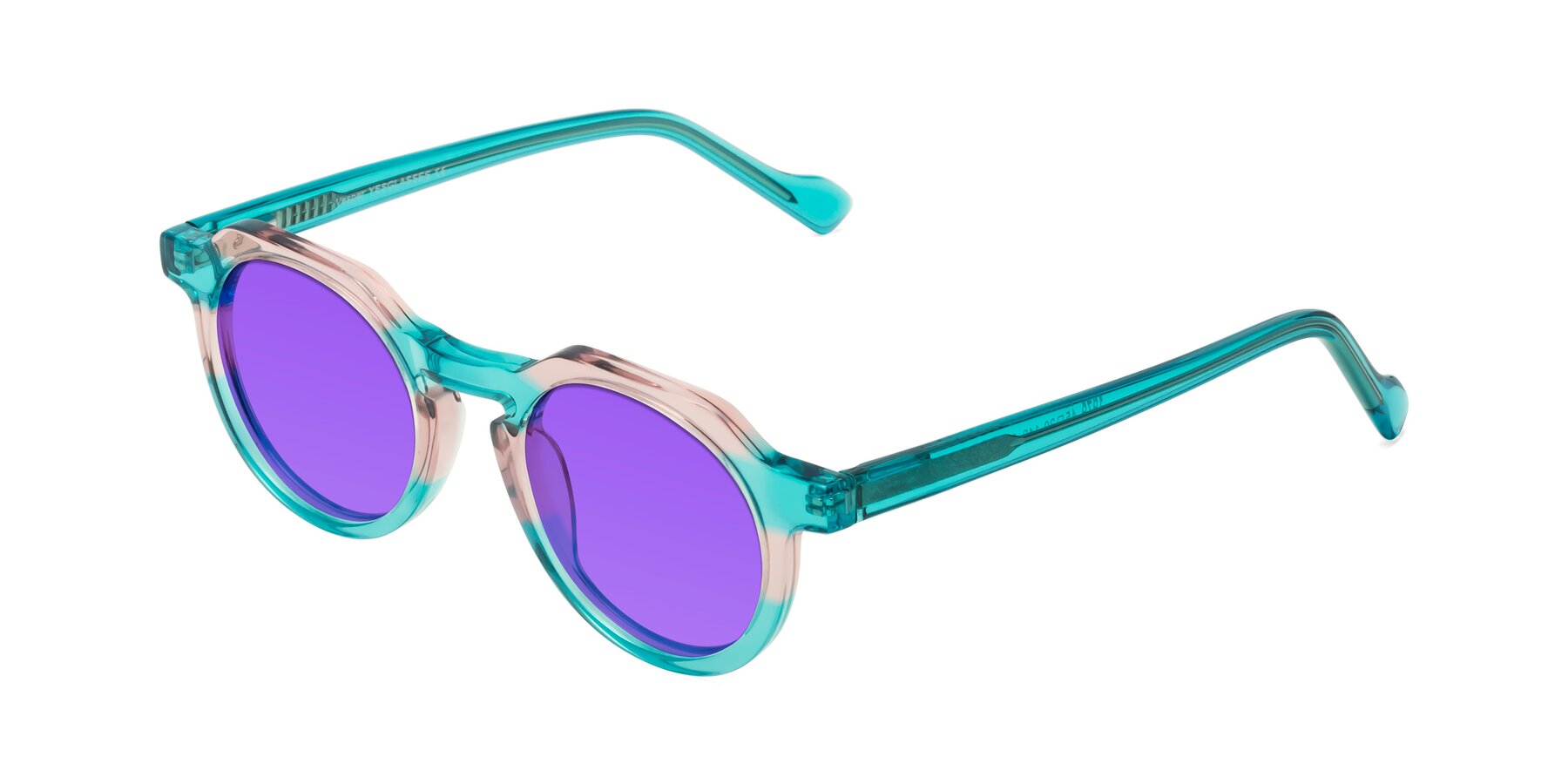Angle of Vesper in Green-Pink with Purple Tinted Lenses