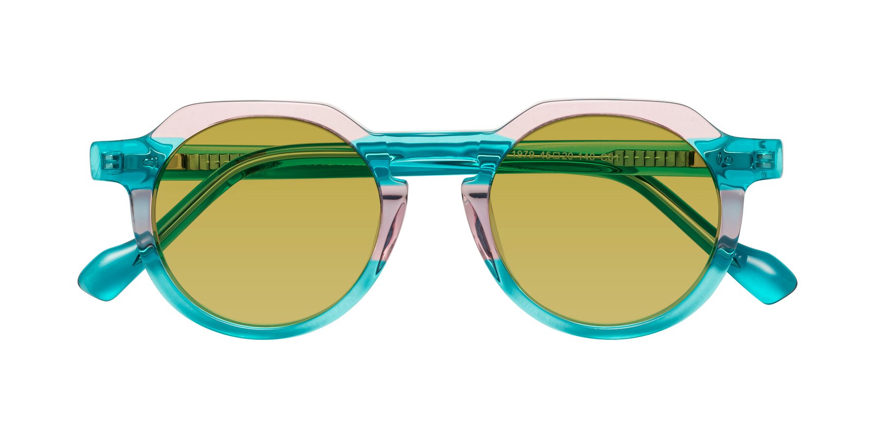Folded Front of Vesper in Green-Pink with Champagne Tinted Lenses