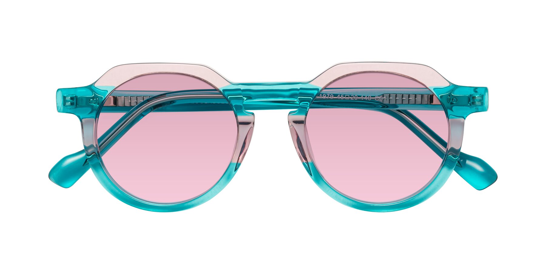 Folded Front of Vesper in Green-Pink with Light Wine Tinted Lenses