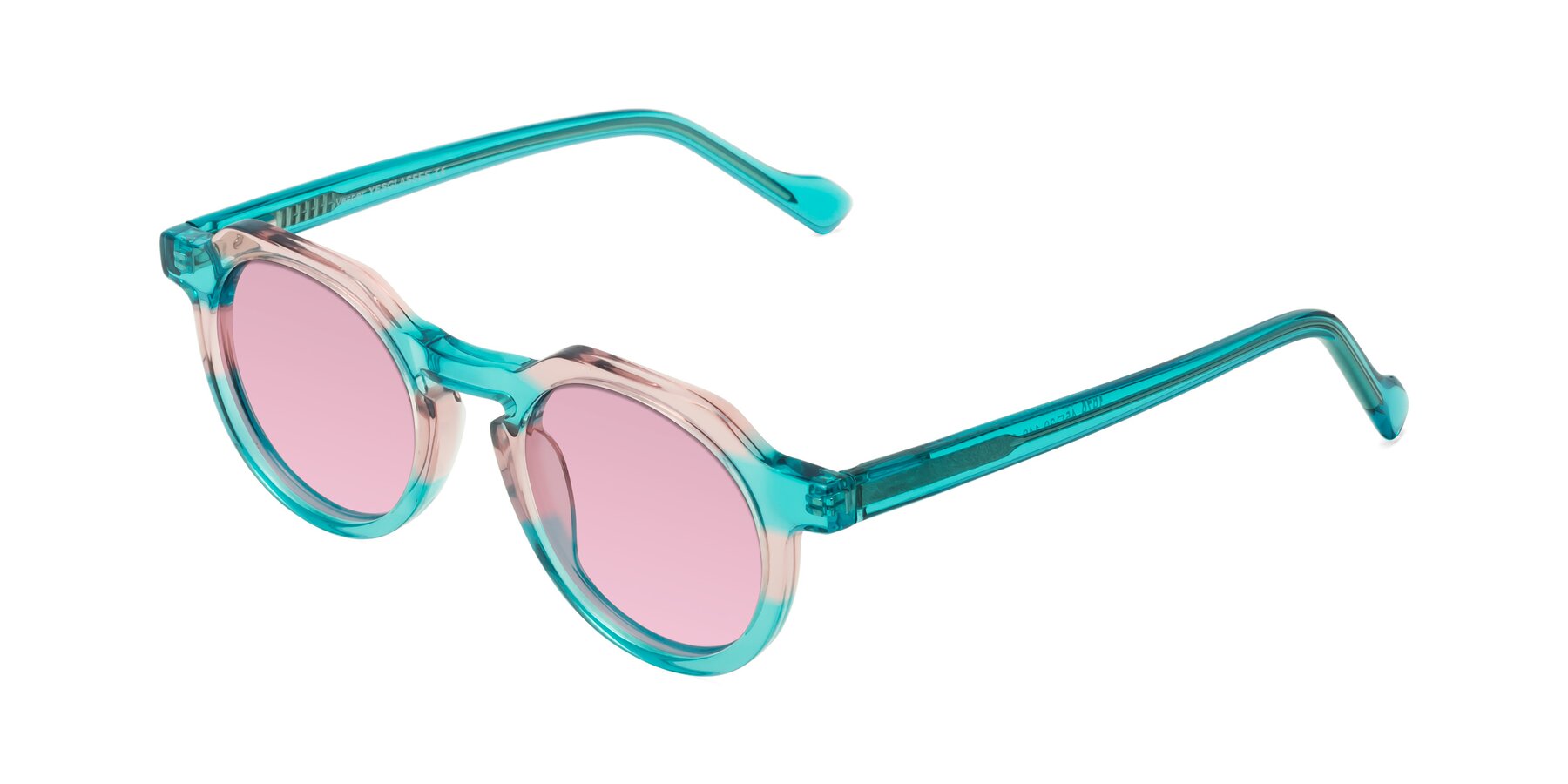 Angle of Vesper in Green-Pink with Light Wine Tinted Lenses