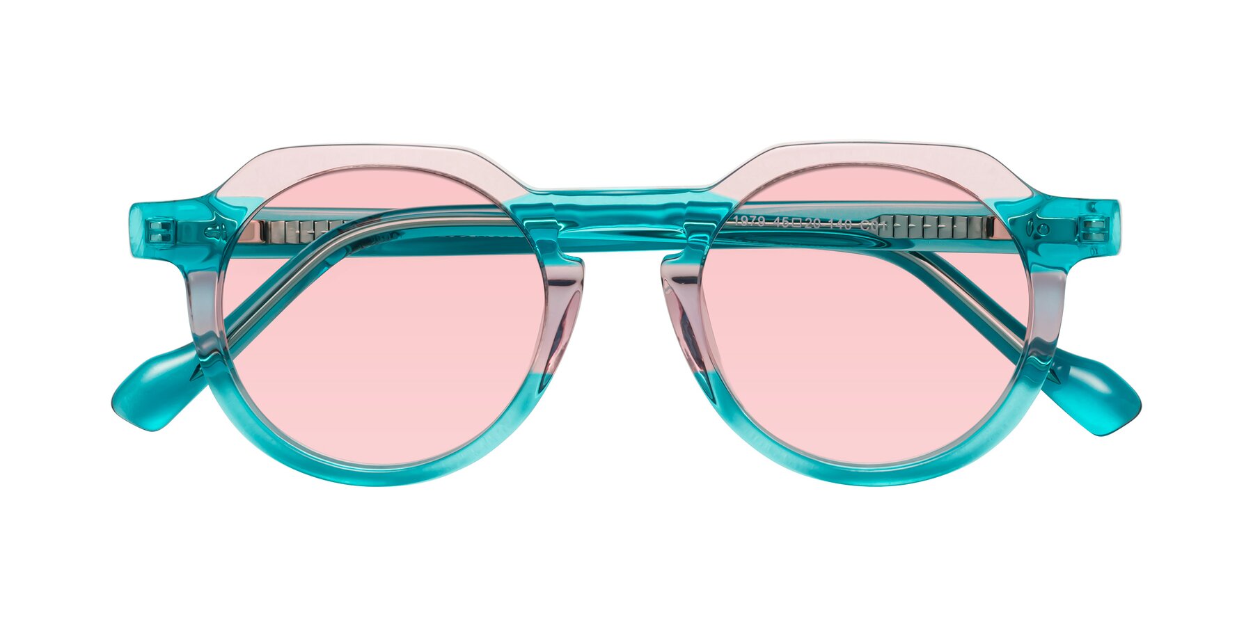 Folded Front of Vesper in Green-Pink with Light Garnet Tinted Lenses