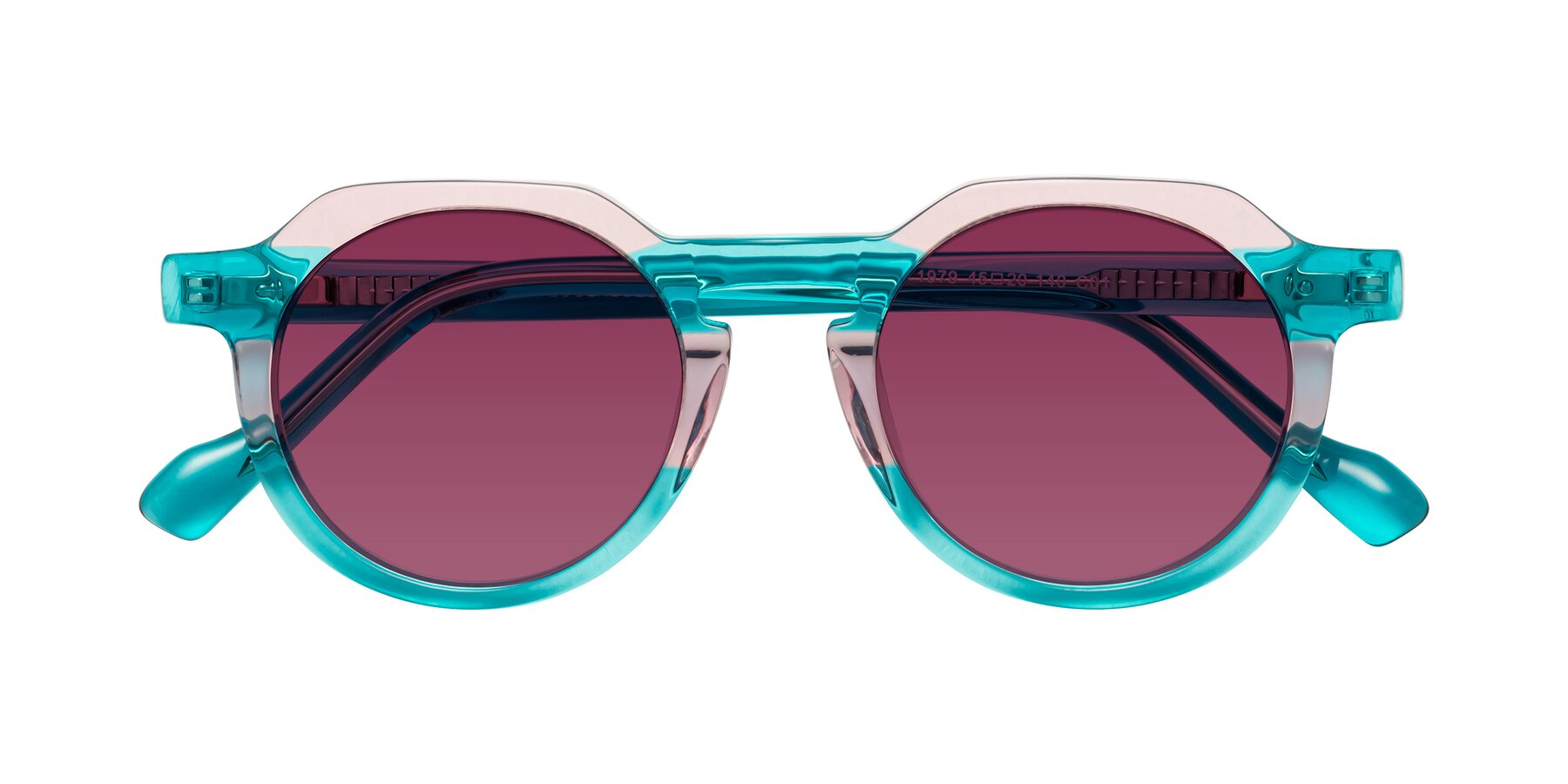 Folded Front of Vesper in Green-Pink with Wine Tinted Lenses