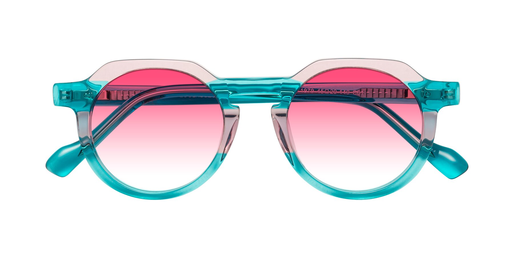 Folded Front of Vesper in Green-Pink with Pink Gradient Lenses