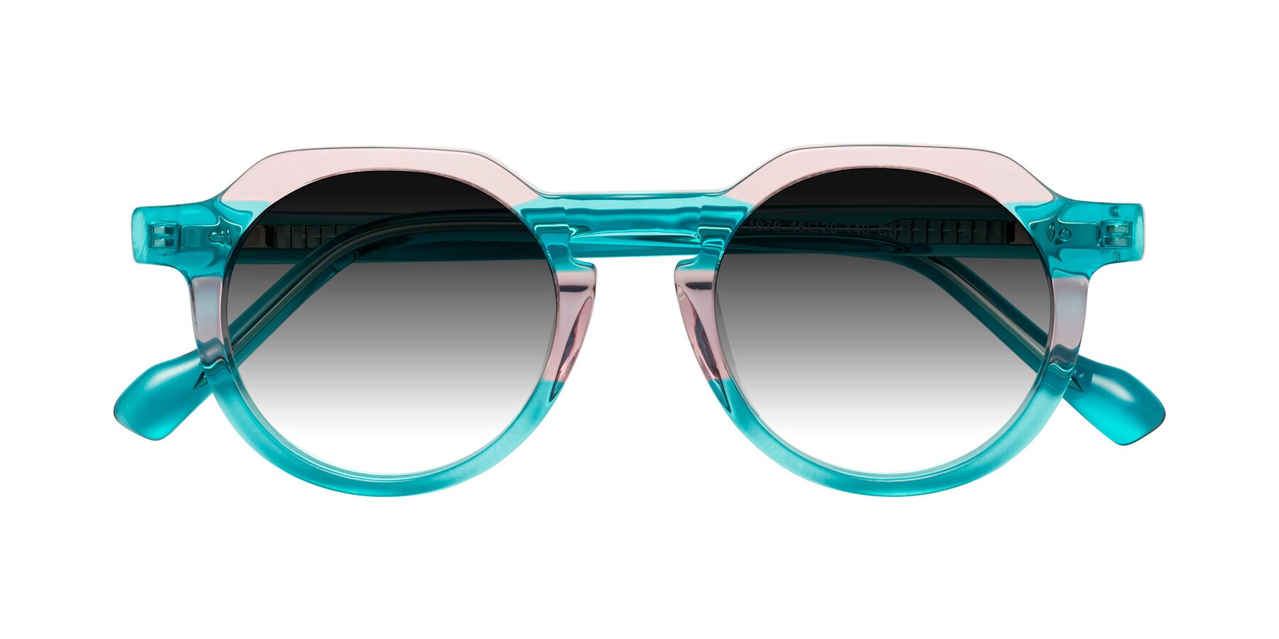 Folded Front of Vesper in Green-Pink with Gray Gradient Lenses
