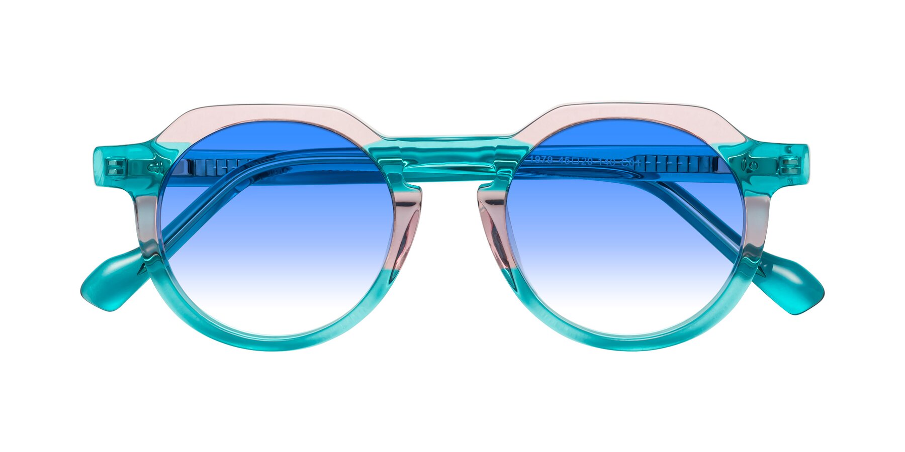 Folded Front of Vesper in Green-Pink with Blue Gradient Lenses