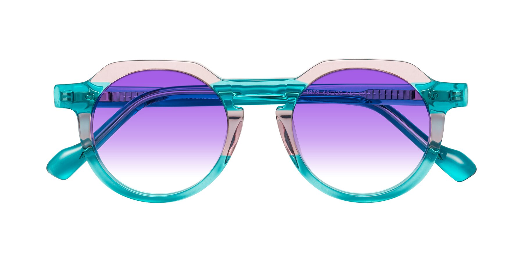 Folded Front of Vesper in Green-Pink with Purple Gradient Lenses